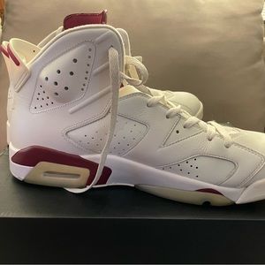 Air Jordan Retro 6. Off white/ new maroon Size 12. Used.